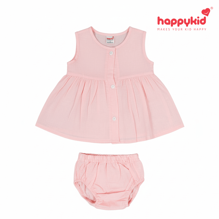 Happykid Newborn Baby Voile Daily Wear Dress (0–3 Months) 3 piece