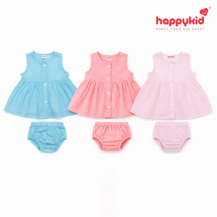 Happykid Newborn Baby Voile Daily Wear Dress (0–3 Months) 3 piece