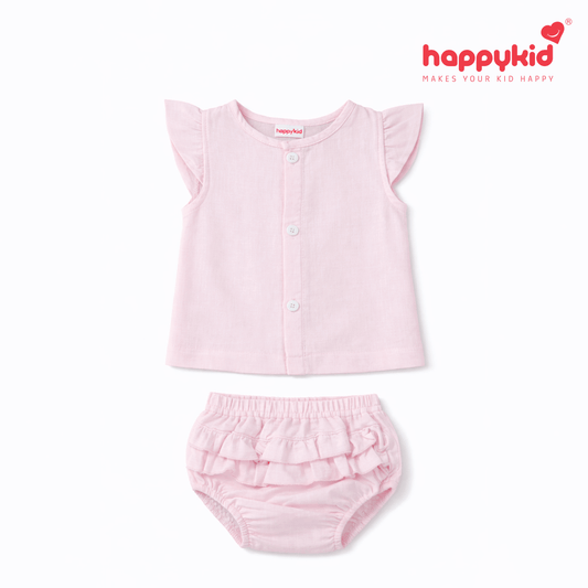 Baby Girls Voile Cotton Dress Set (0–3 Months) 3 Piece