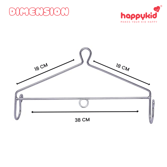 Happykid Metal Hanger for Baby Cradle Spring, Thottil, Jhoola, Palna, Jula, Swings (0-24 Months) | 20KG Capacity | 38CM Wide (Silver)