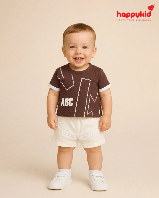 HappyKid Baby Boys Cotton T-Shirt & Shorts Set – Soft Interlock Fabric | RIAN Style