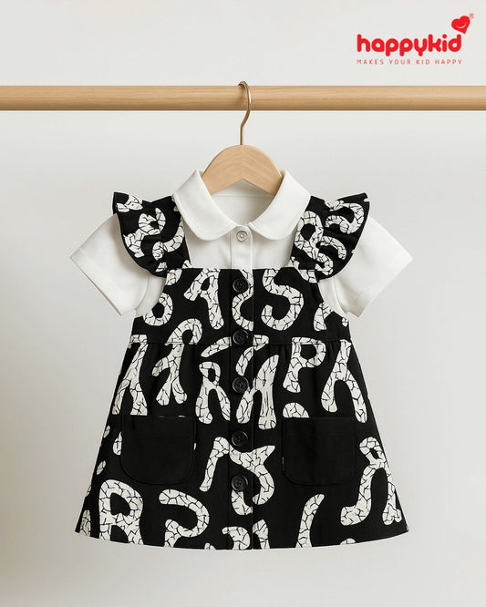 HappyKid Baby Girls Cotton Dress with Inner Tee – AYLIN Style | Soft Woven & Interlock Fabric