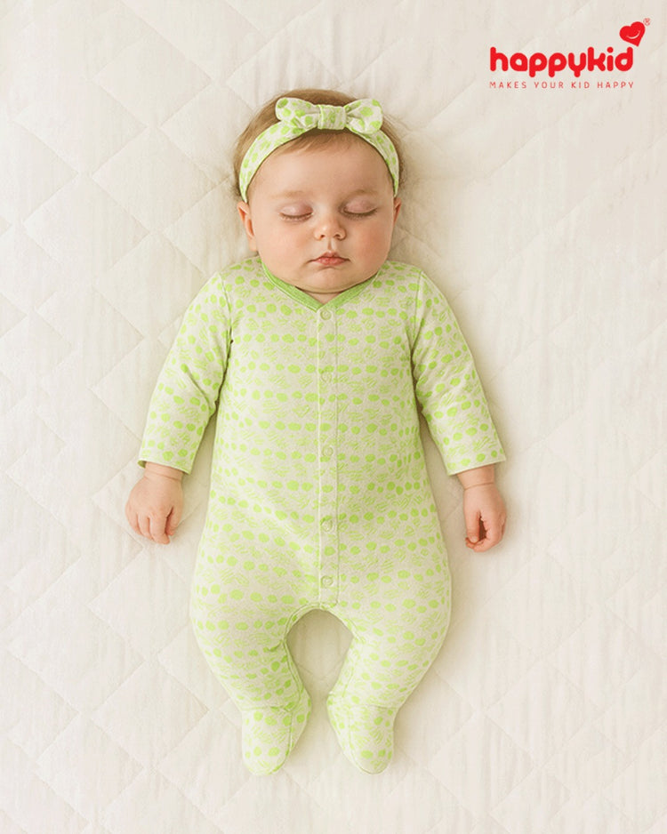 HappyKid Baby Cotton Romper Set – Printed & Plain Full Sleeve Sleepsuits for Newborns (0–6 Months)