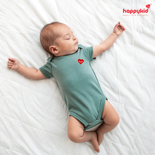 HappyKid Baby Cotton Bodysuit Set – Printed & Plain Onesies for Newborns (0–6 Months)