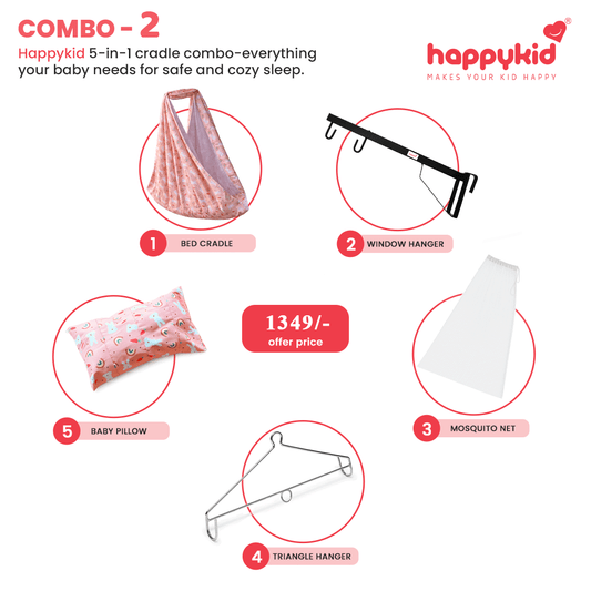 Baby Bed Cradle Cloth Combo with Heavy Duty Steel Hanger