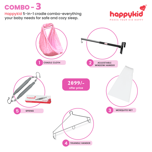 Premium Baby Cradle Cloth Combo - Spring & Adjustable Window Hanger Set