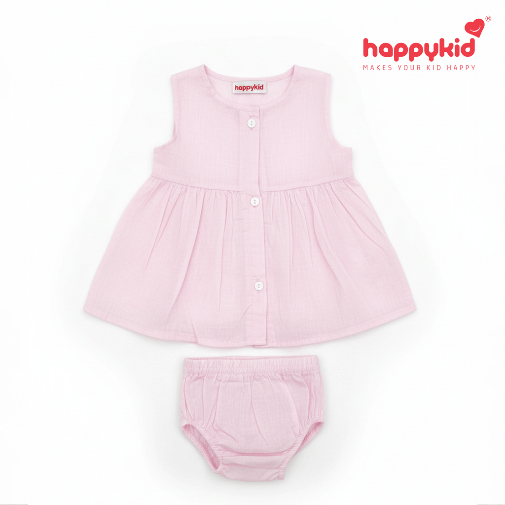Happykid Newborn Baby Voile Daily Wear Dress  (0–3 Months) 3 piece