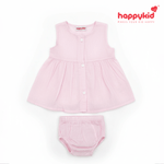 Happykid Newborn Baby Voile Daily Wear Dress  (0–3 Months) 3 piece
