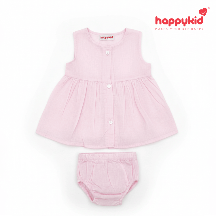 Happykid Newborn Baby Voile Daily Wear Dress  (0–3 Months) 3 piece