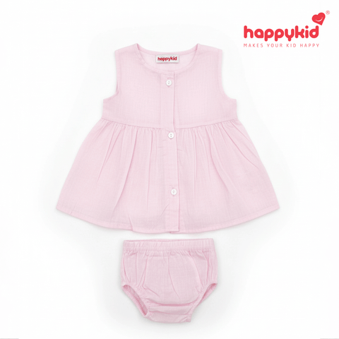 Happykid Newborn Baby Voile Daily Wear Dress  (0–3 Months)