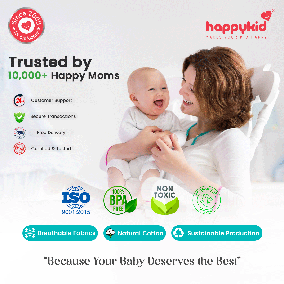 HappyKid 1m Extended Window Baby Cradle Combo – Cotton Hanging Cradle with Mosquito Net & Spring (0-24 Months)