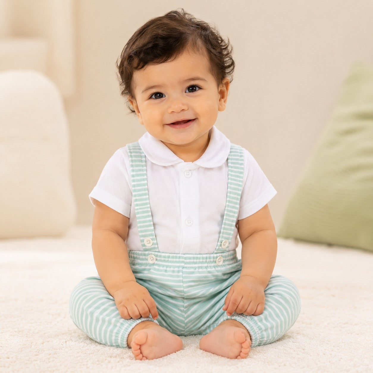 Rex Cotton Baby Suspender Outfit Set – Shirt & Pants