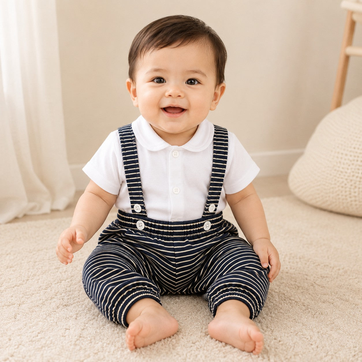 Rex Cotton Baby Suspender Outfit Set – Shirt & Pants