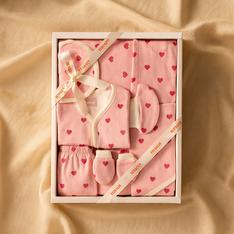 Galaxy Newborn Baby Gift Box – Cotton Dress, Cap, Bib, Mittens, Socks & Towel Set (0–3 Months)