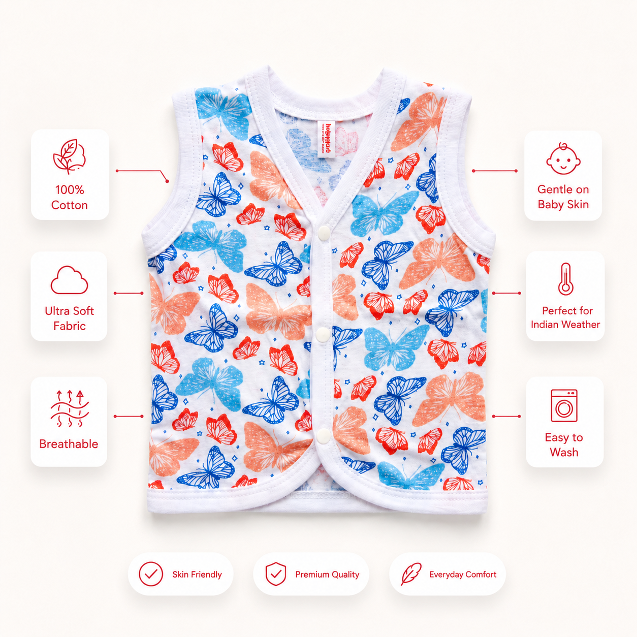 100% Cotton Baby Jabala Set - 6 Pack (0-3M)