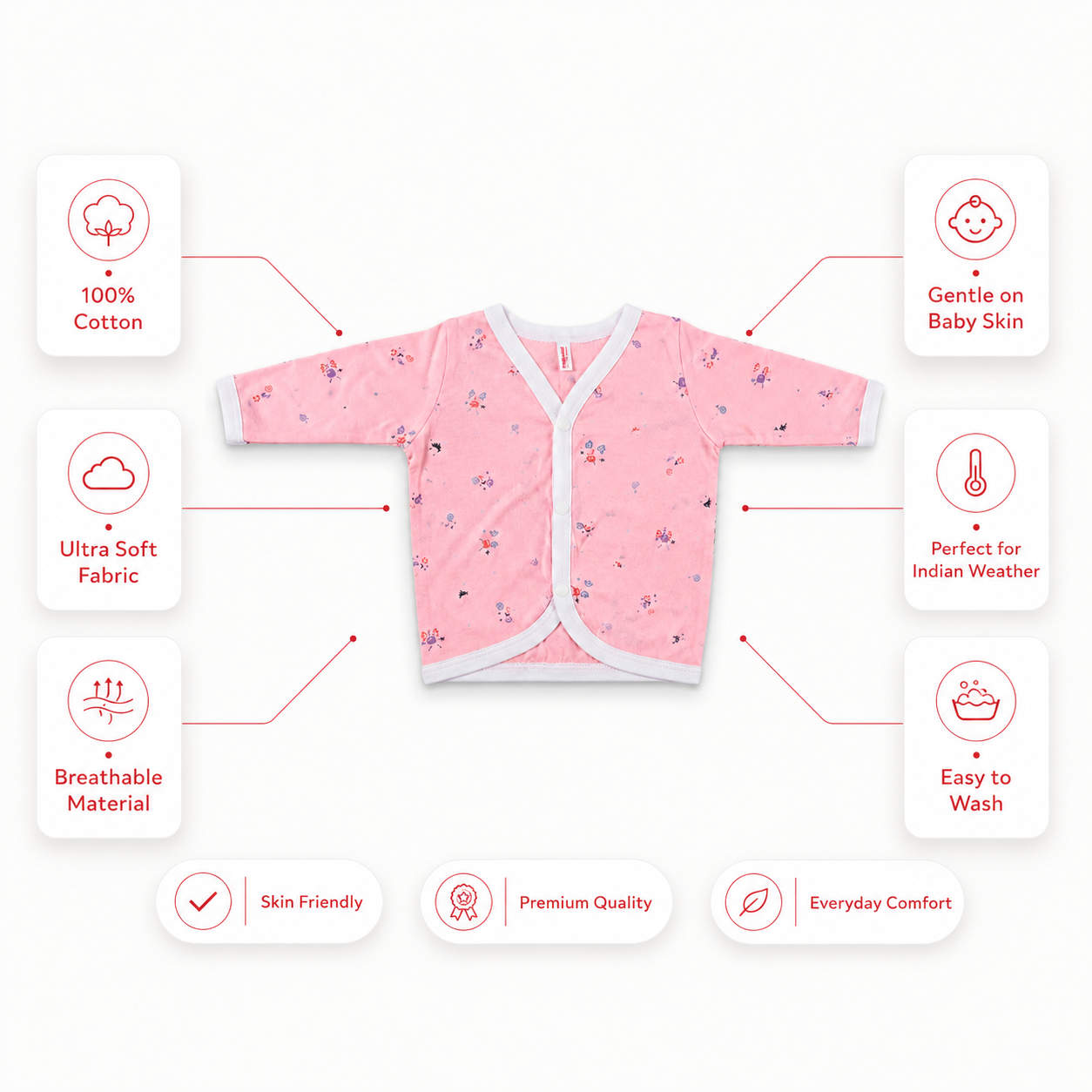 HappyKid Full Sleeve Cotton Jabala 3 Pack (0–3M)
