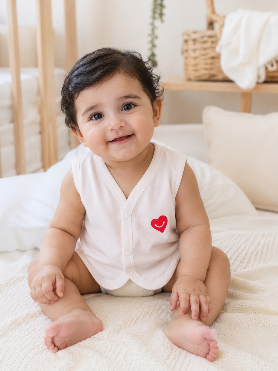 HappyKid Full White Cotton Baby Jabala – 3 Pack (0–6 Months)