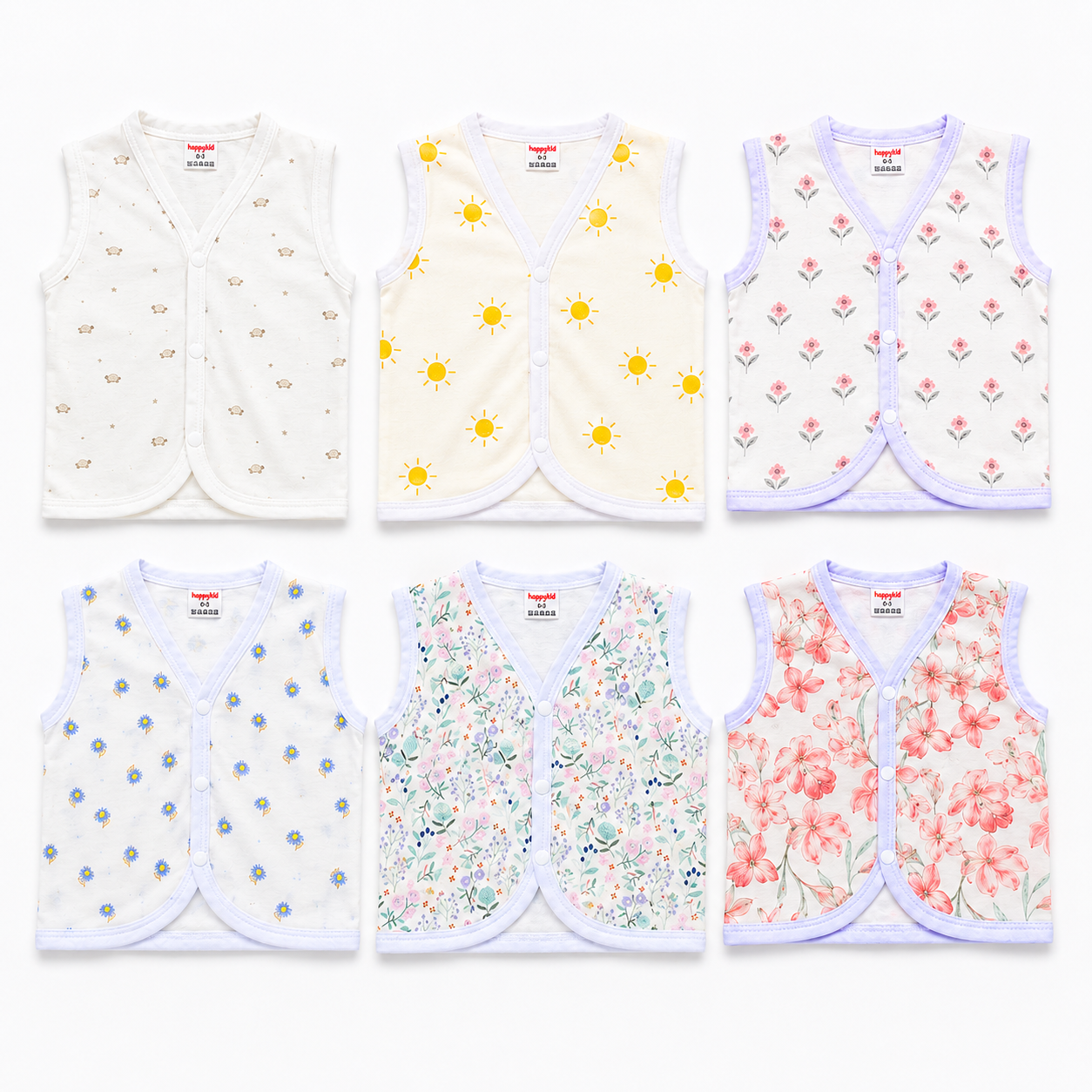 HappyKid Cotton Baby Jabala 0–6 Months – 6 Pack