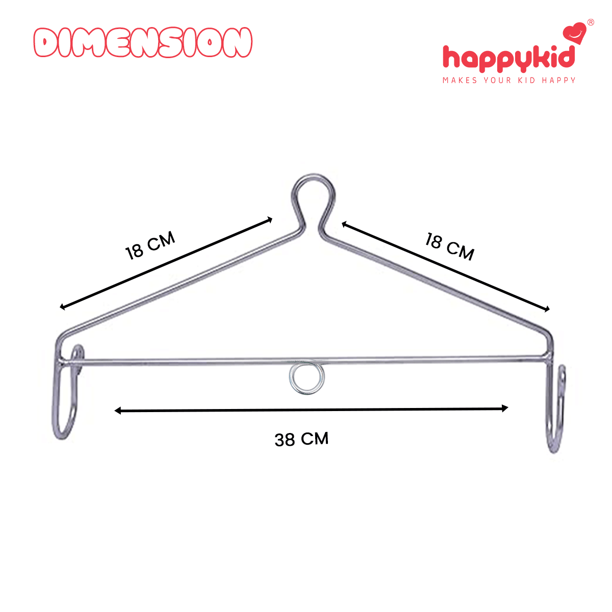Happykid Metal Hanger for Baby Cradle Spring, Thottil, Jhoola, Palna, Jula, Swings (0-24 Months) | 20KG Capacity | 38CM Wide (Silver)