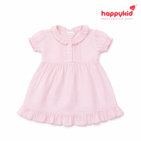 Happykid Newborn Baby Voile Daily Wear Dress  (0–12 Months, Soft & Breathable) Sugar