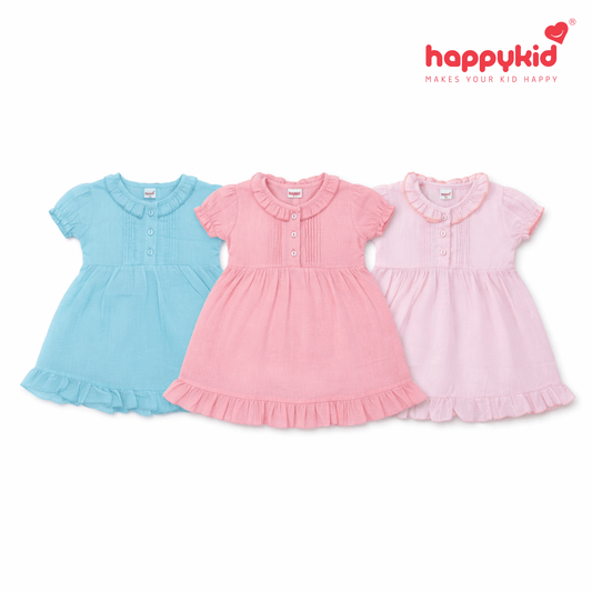 Baby Girls Voile Cotton Dress Set (3–18 Months) 3 Piece