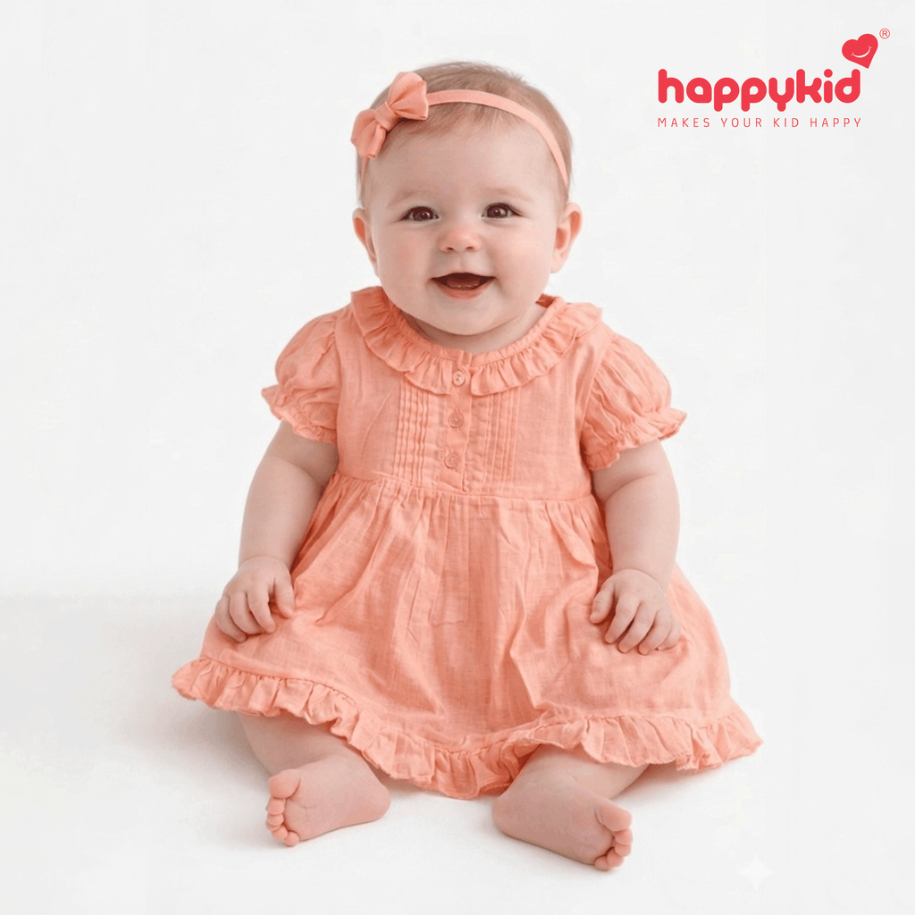 Happykid Newborn Baby Voile Daily Wear Dress  (0–12 Months ) 3 Piece