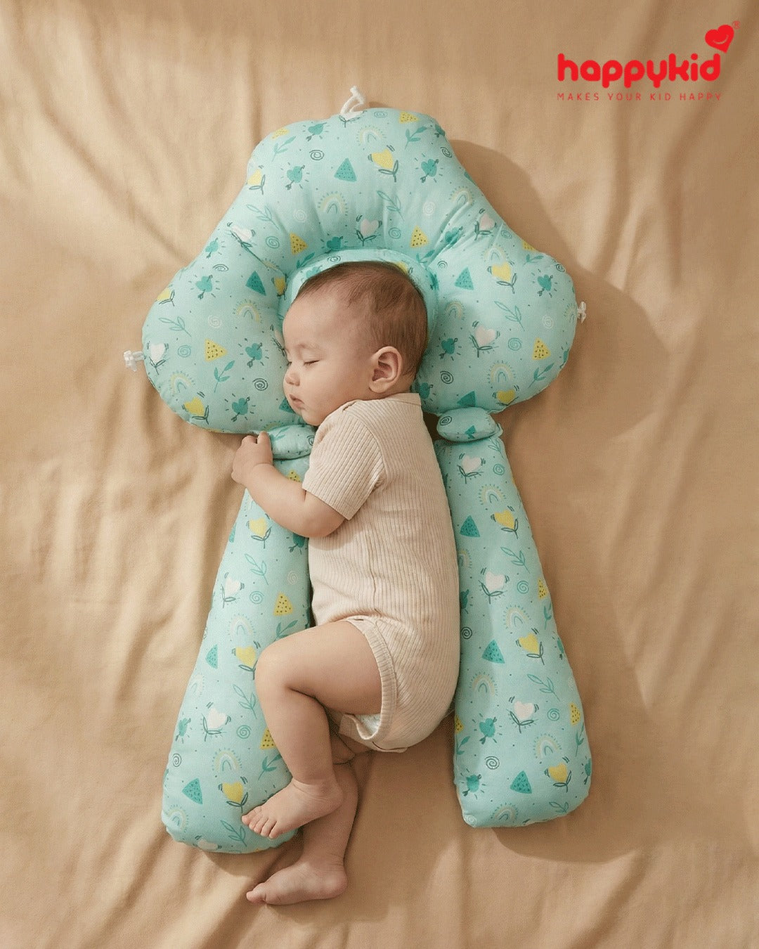 Baby Adjustable Pillow with 3-Side Support | Soft Cotton Infant Positioning Pillow | Newborn to Toddler Comfort Pillow