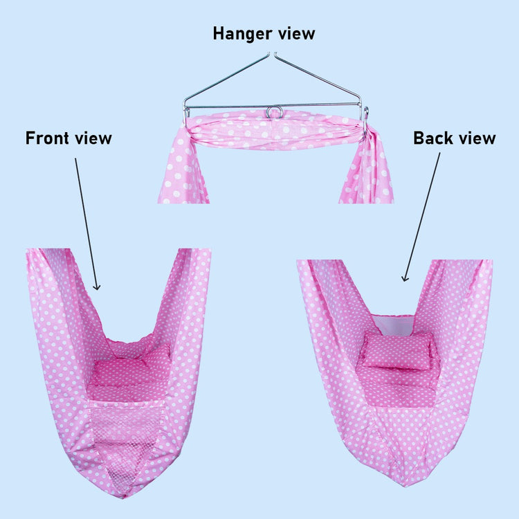 Pluto Bed Cradle for Baby | 100% Cotton Hanging Cradle with Mosquito Net & Soft Recron Bed