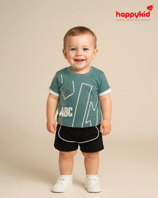 HappyKid Baby Boys Cotton T-Shirt & Shorts Set – Soft Interlock Fabric | RIAN Style
