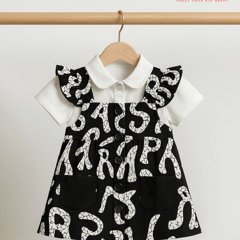 HappyKid Baby Girls Cotton Dress with Inner Tee – AYLIN Style | Soft Woven & Interlock Fabric