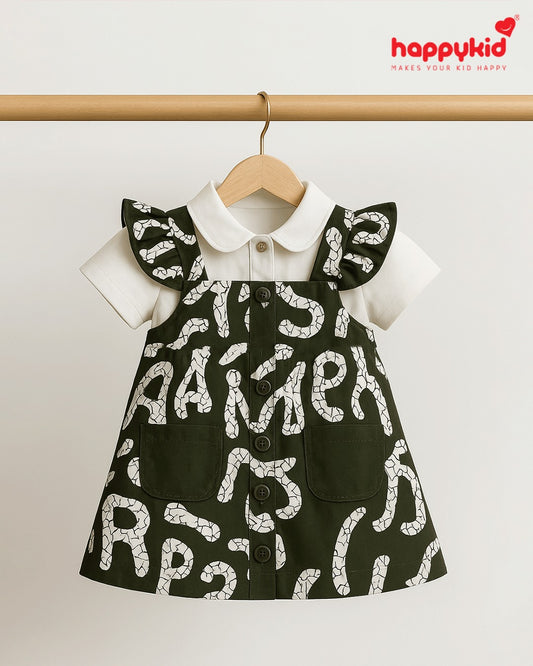 HappyKid Baby Girls Cotton Dress with Inner Tee – AYLIN Style | Soft Woven & Interlock Fabric
