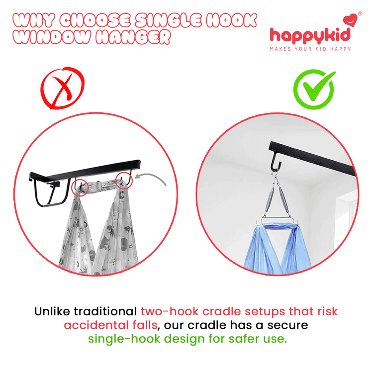Happykid 100cm Window Baby Cradle Hanger Rod | Multipurpose Cot Metal Thottil/Jhula Stand | Weight Capacity Up to 20Kg | Wine Colour