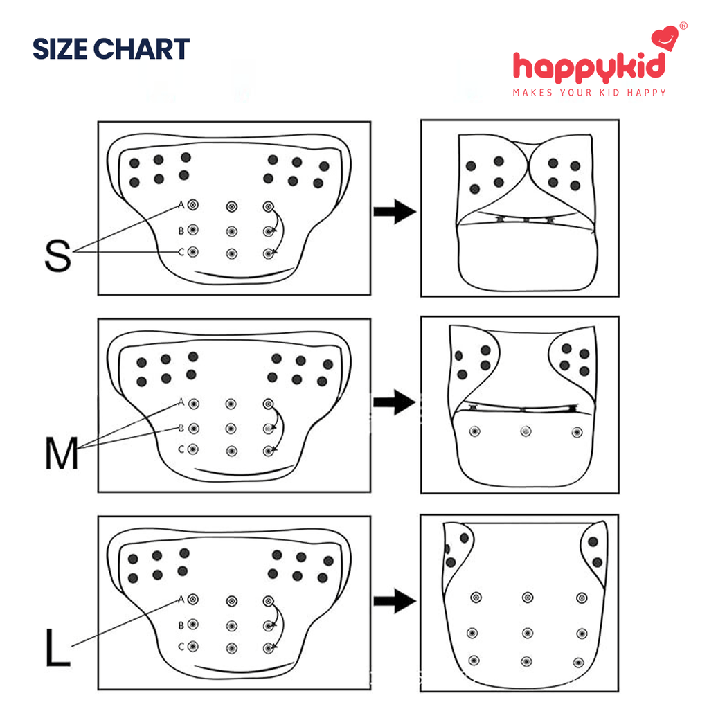 HappyKid Leakage-Proof Reusable Cloth Diaper with Ultra-Absorbent 8-Layer Pad