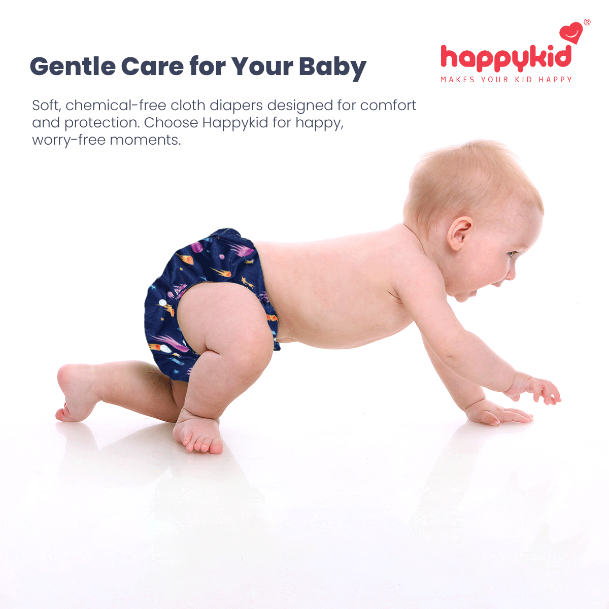 HappyKid Cloth Diaper Combo Set – 2 Diapers + 4 Pads + Dry Sheet | Reusable Baby Diaper Pack