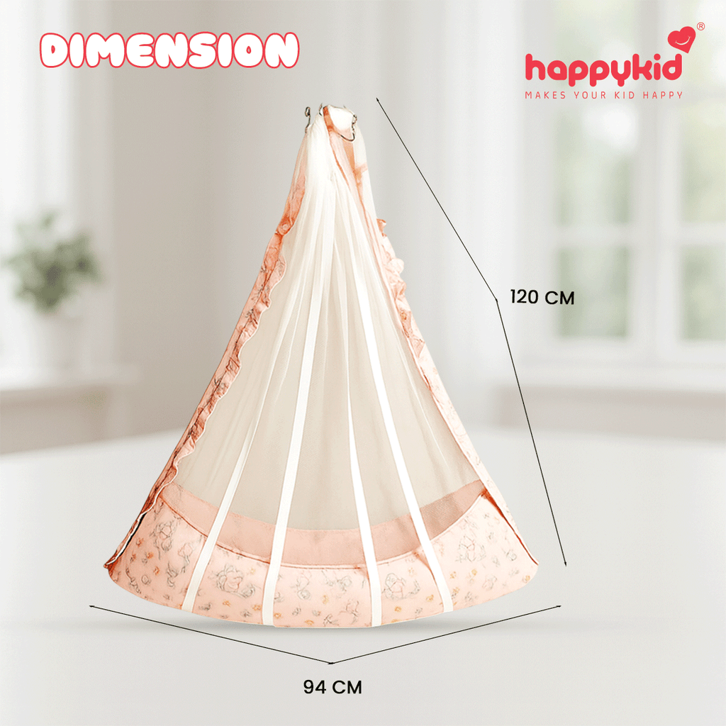 Happykid Angel Cradle with Double-Side Net & Double Spring Suspension | Newborn Baby Hanging Cradle