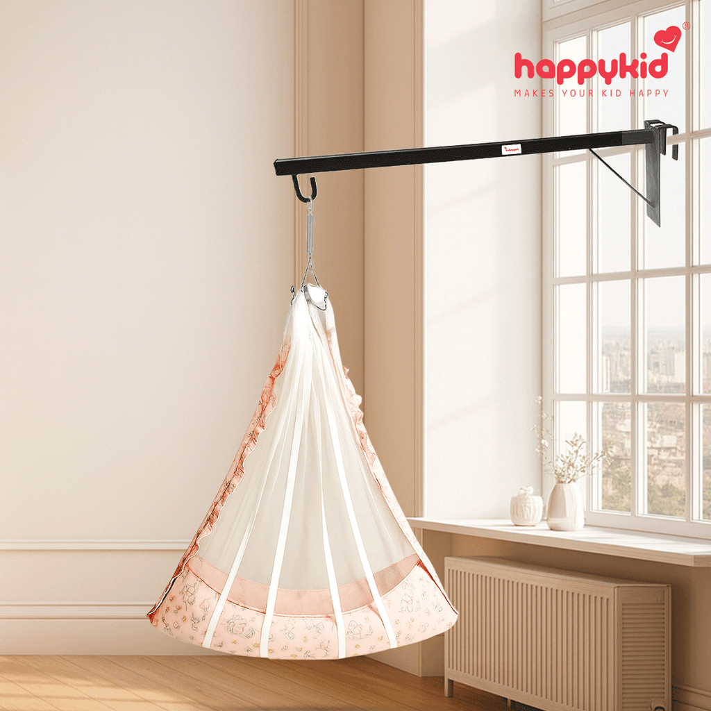 Happykid Angel Cradle with Double-Side Net & Double Spring Suspension | Newborn Baby Hanging Cradle