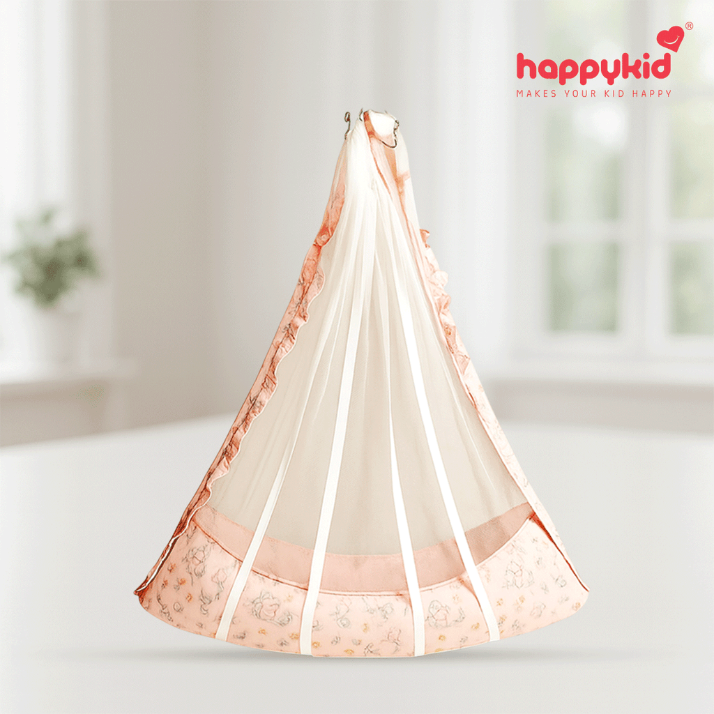 Happykid Angel Cradle with Double-Side Net & Double Spring Suspension | Newborn Baby Hanging Cradle