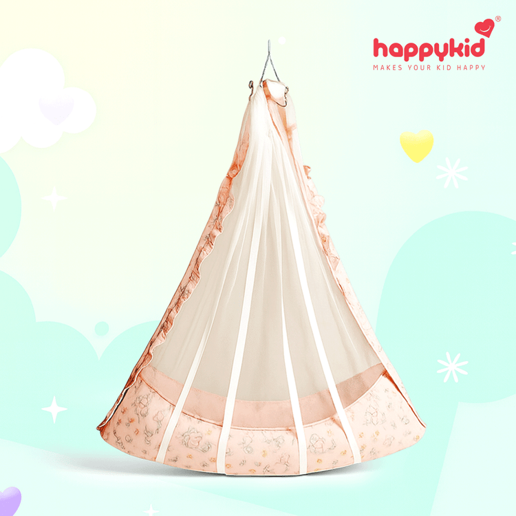 Happykid Angel Cradle with Double-Side Net & Double Spring Suspension | Newborn Baby Hanging Cradle