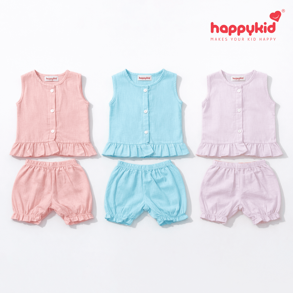 Happykid Newborn Baby Voile Daily Wear Dress  (0–3 Months) 3 Piece