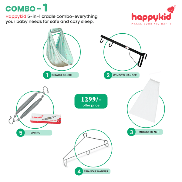 Premium Baby Cradle Cloth Combo – Spring & Window Hanger Set