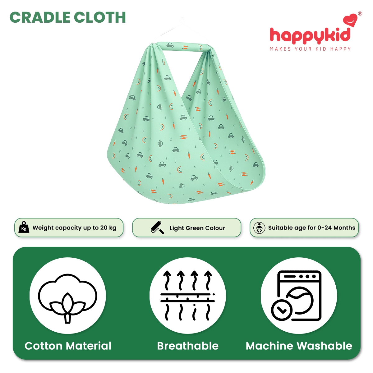 Premium Cotton Baby Cradle Cloth – Breathable & Machine Washable (0–24 Months)