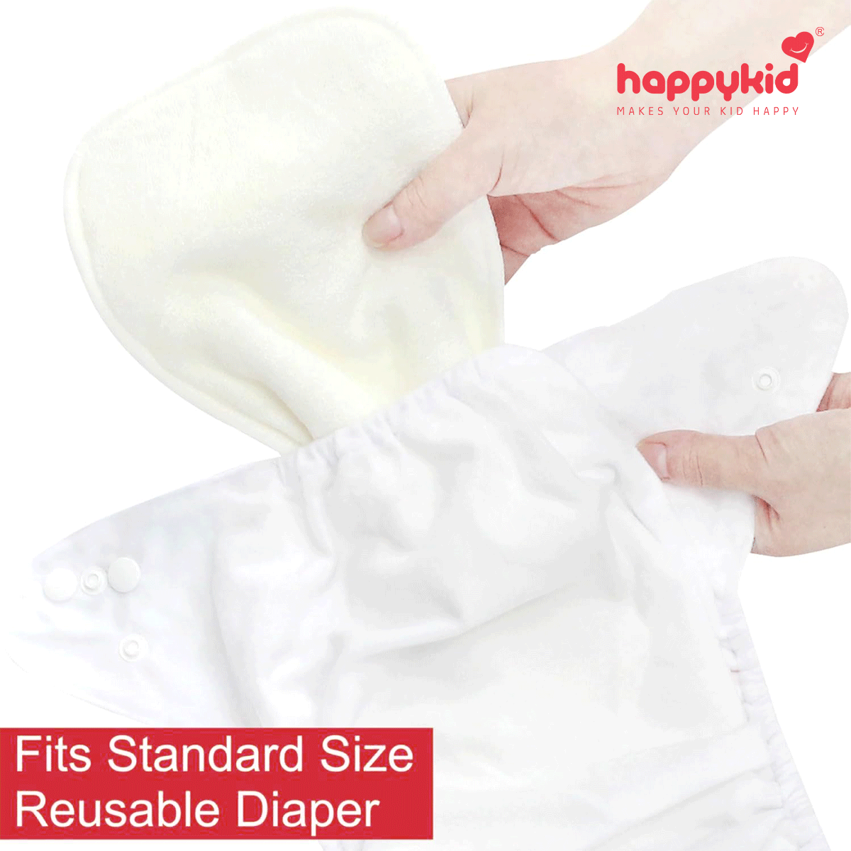 HappyKid Reusable Diaper Pads Pack of 6 | 8-Layer Ultra Absorbent Washable Cloth Inserts | Soft Cotton Baby Diaper Liners