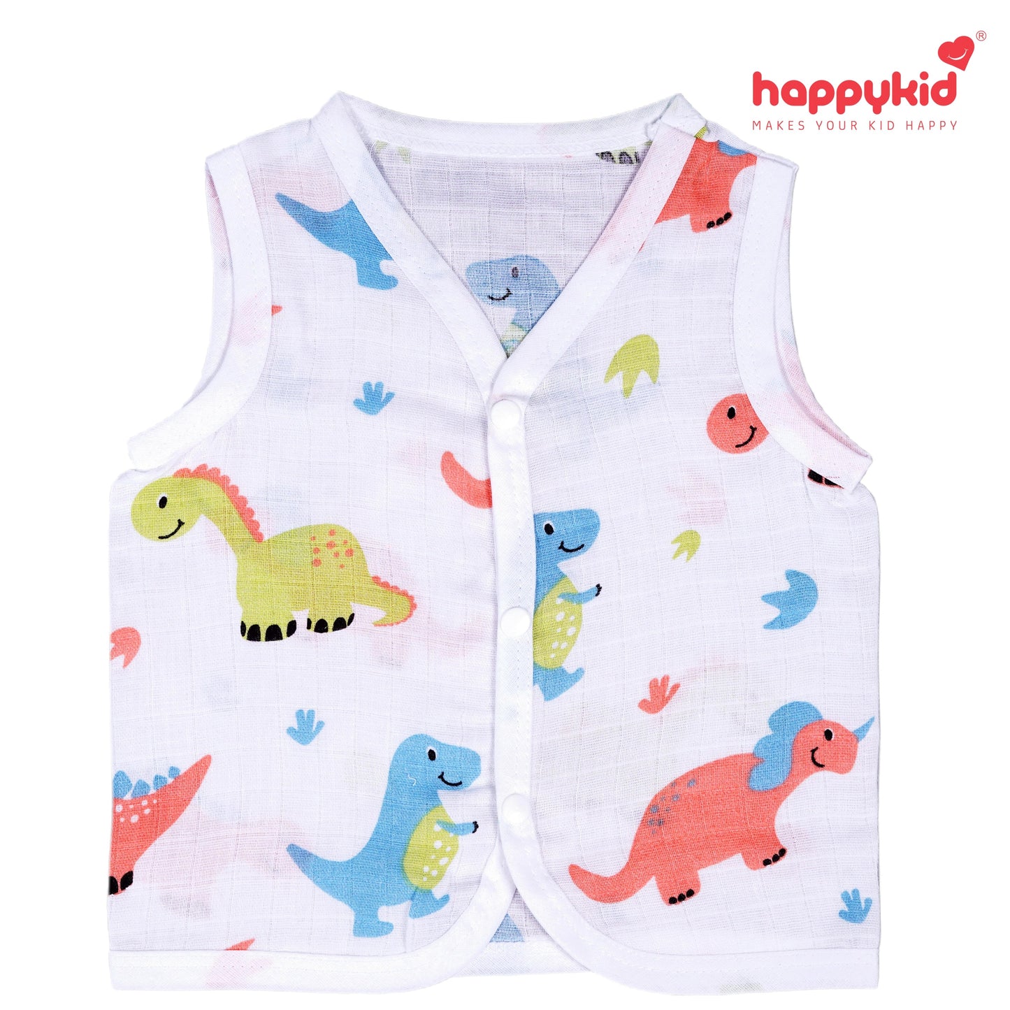 HappyKid Baby Muslin Jabala – Soft Cotton Sleeveless Vest for Newborns (0–3 Months)