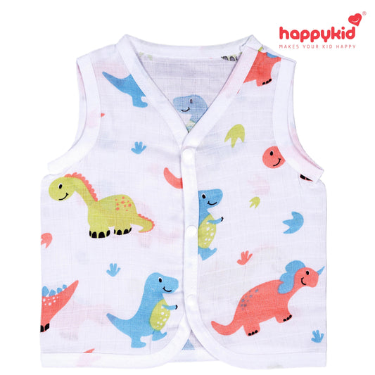 HappyKid Baby Muslin Jabala – Soft Cotton Sleeveless Vest for Newborns (0–3 Months)