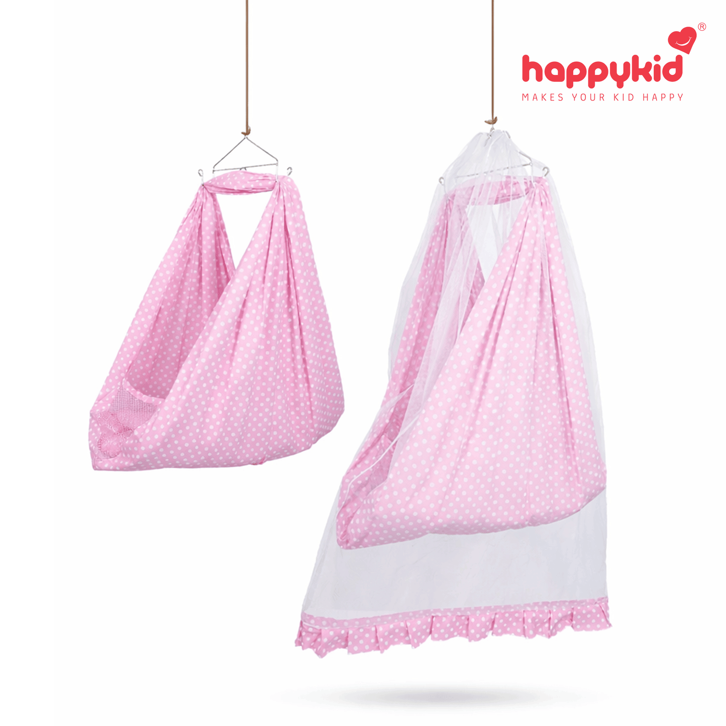 Pluto Bed Cradle for Baby | 100% Cotton Hanging Cradle with Mosquito Net & Soft Recron Bed