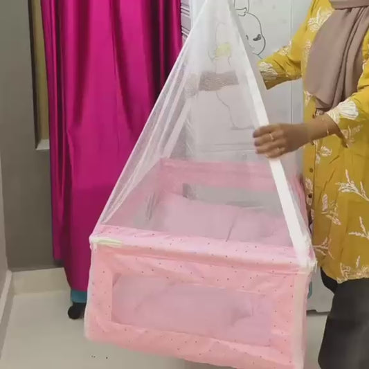 HappyKid Royal Zip Baby Cradle with Mosquito Net – 0–12 Months